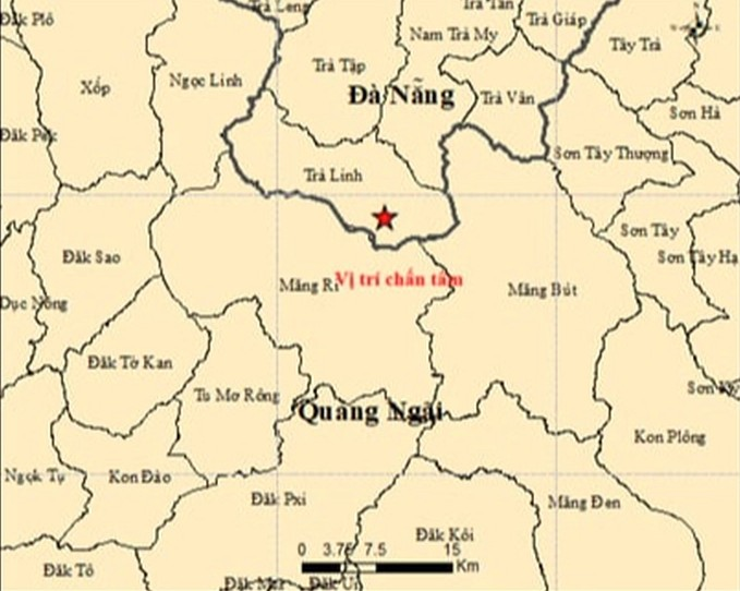 Động đất ở Đà Nẵng không xảy ra ở khu vực nội thành